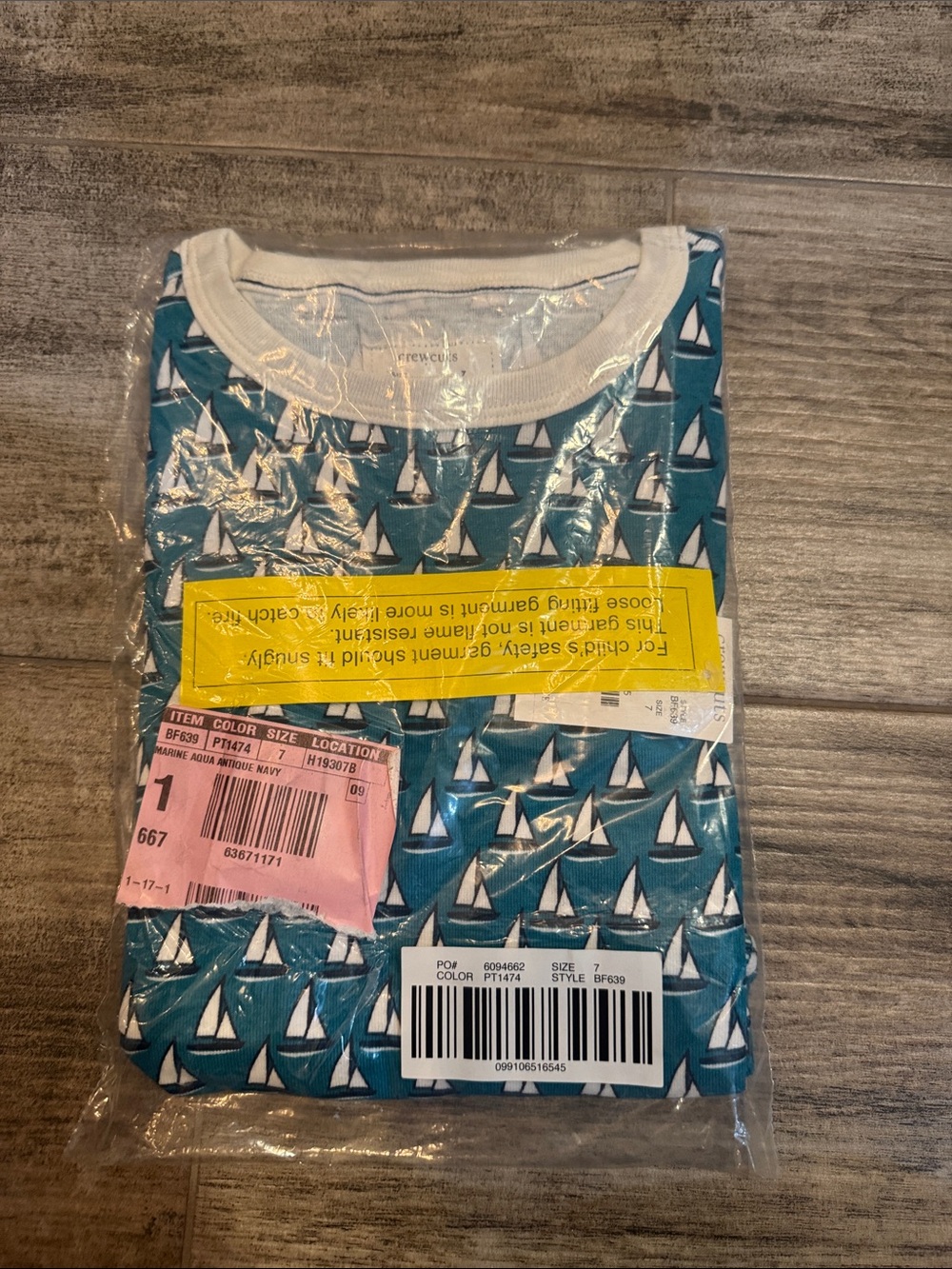 Crewcuts Teal Sailboat Pajama Set with White Trim